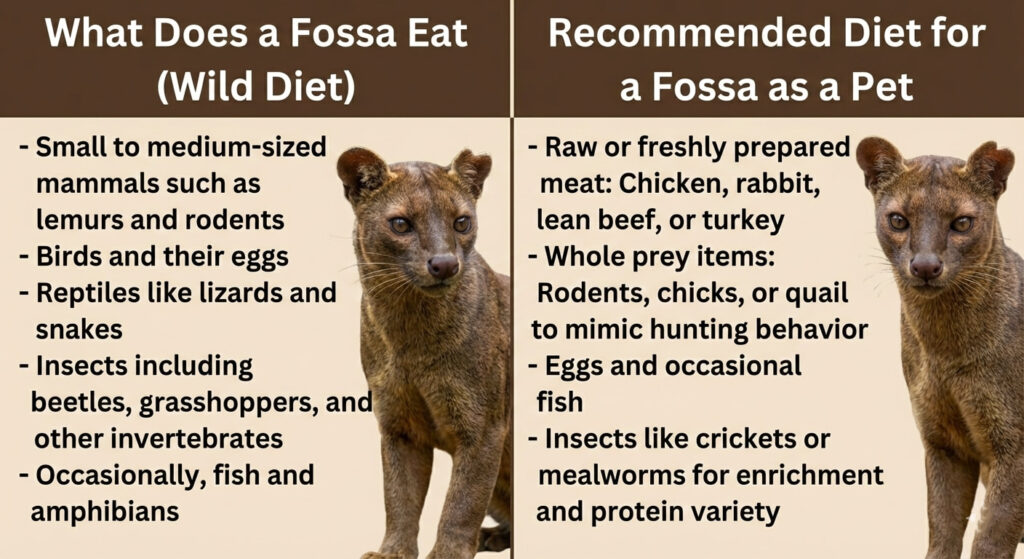 what does a fossa as a pet eat