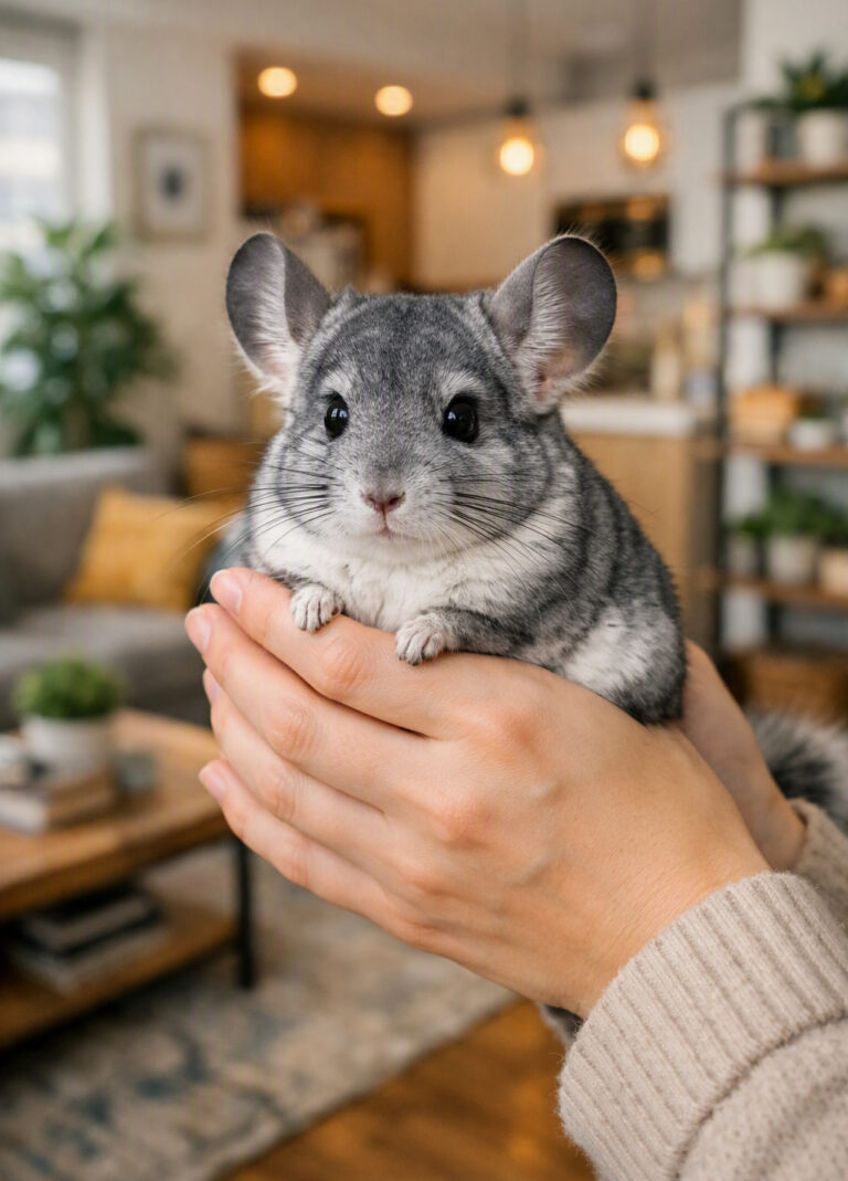 Quiet pets a chinchilla