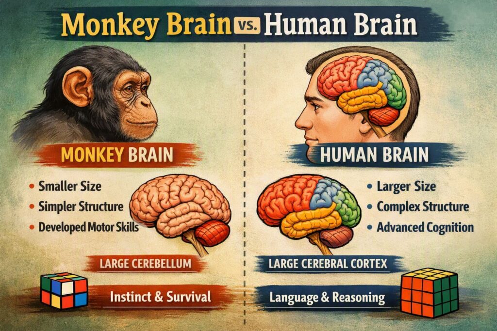 How smart are monkeys compared to humans